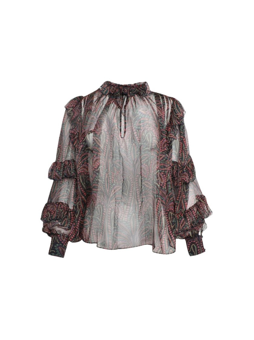 Etro Ruffled Paisley Silk Blouse