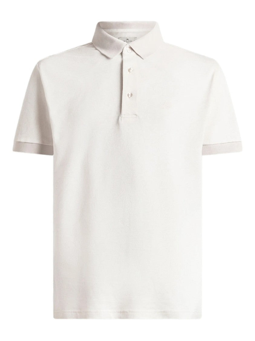 Etro White Roma Short-Sleeve Textured Cotton Polo