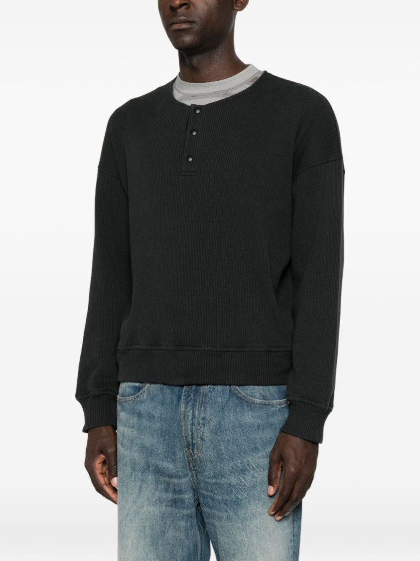 Our Legacy Black Ribbed Button-Placket Sweater