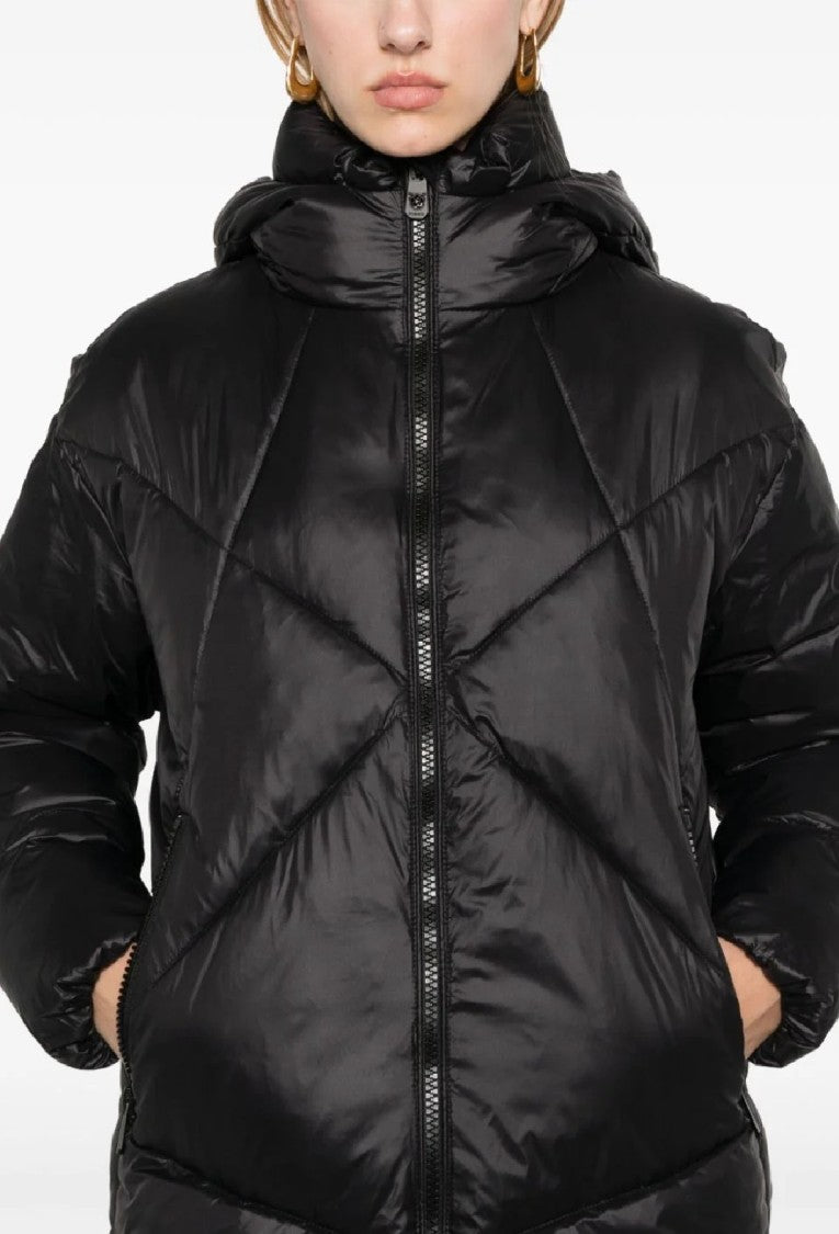 Pinko Padded Ink Jacket With Geometric Quilted Design