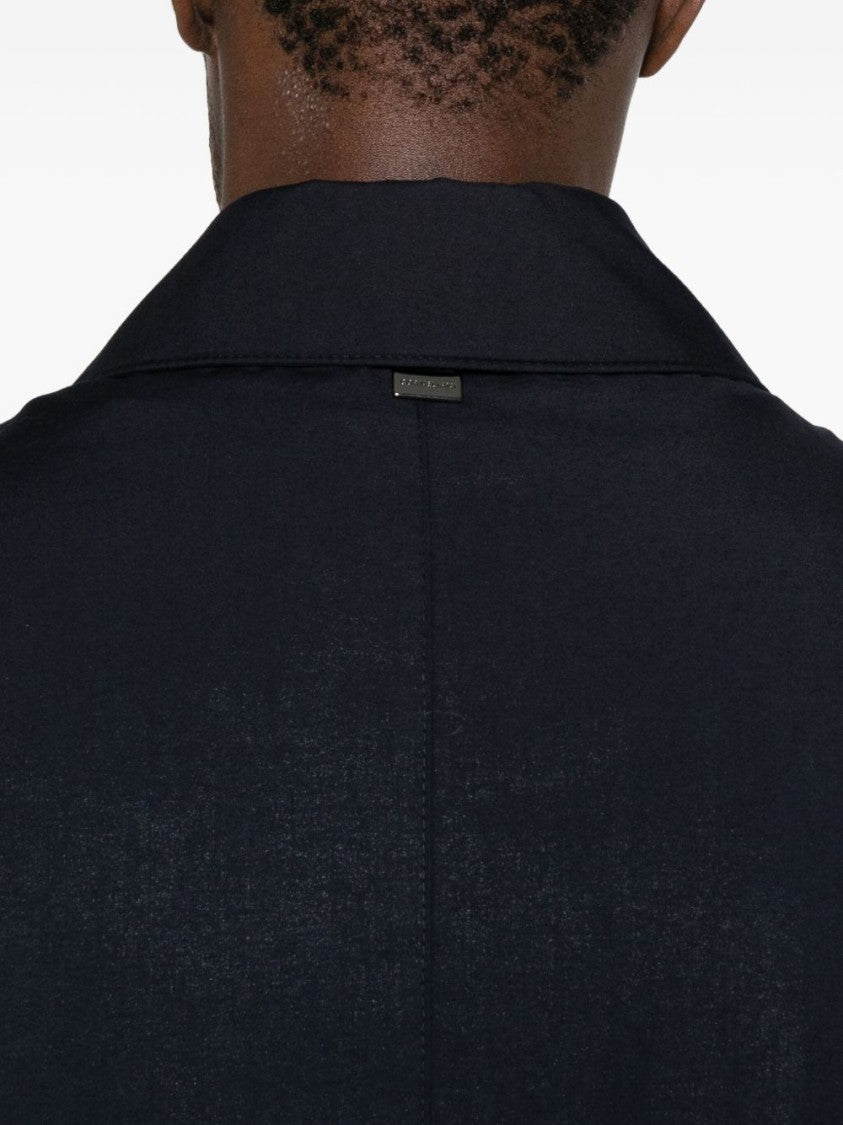 Corneliani Mid-Length Blue Coat With Minimalist Design