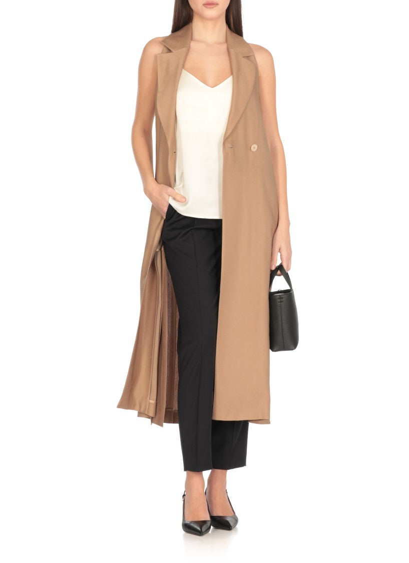 Peserico Brown Viscose And Linen Midi Dress