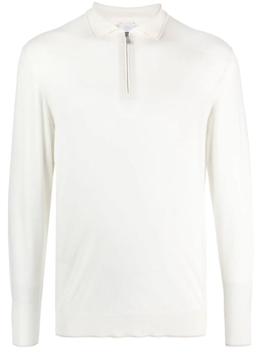 Eleventy Multicolour Half-Zip Sweater With Classic Collar