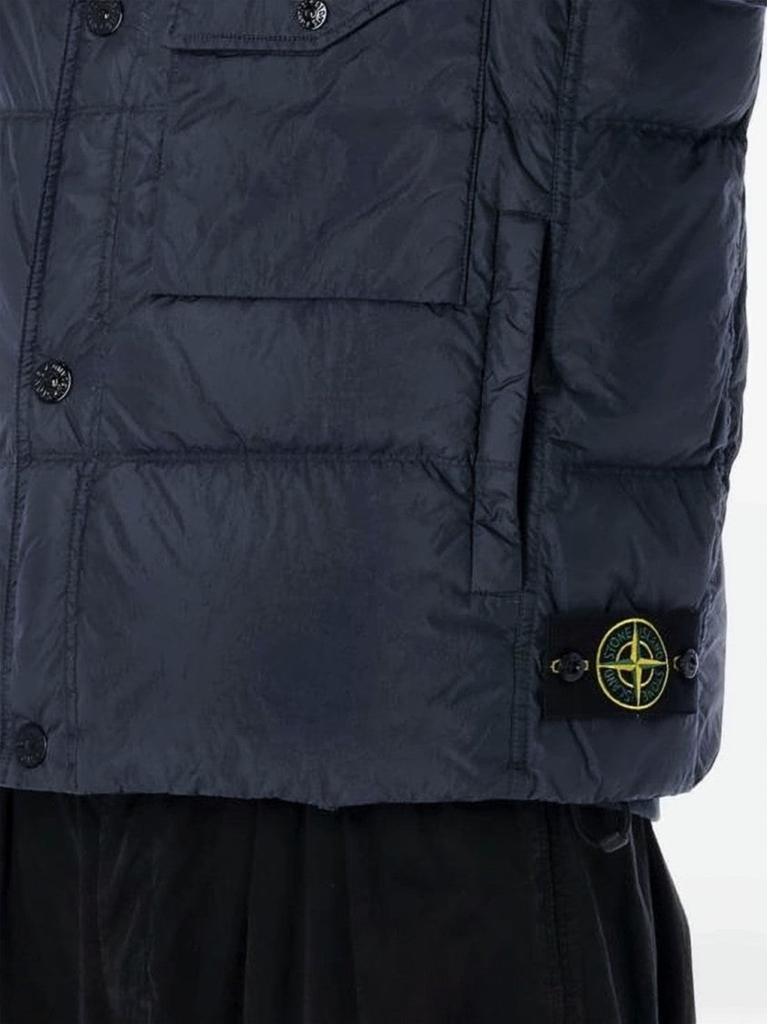 Stone Island Quilted Padded Vest With High Collar And Flap Pockets