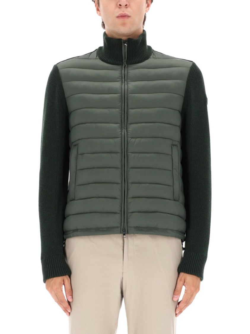Colmar Originals Quilted Green Sports Jacket With Knitted Sleeves
