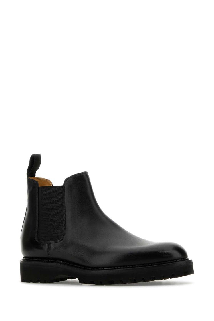 John Lobb Black Leather Lawry Ankle Boots