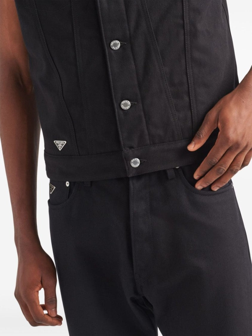 Prada Cotton Denim Quilted Lining Vest