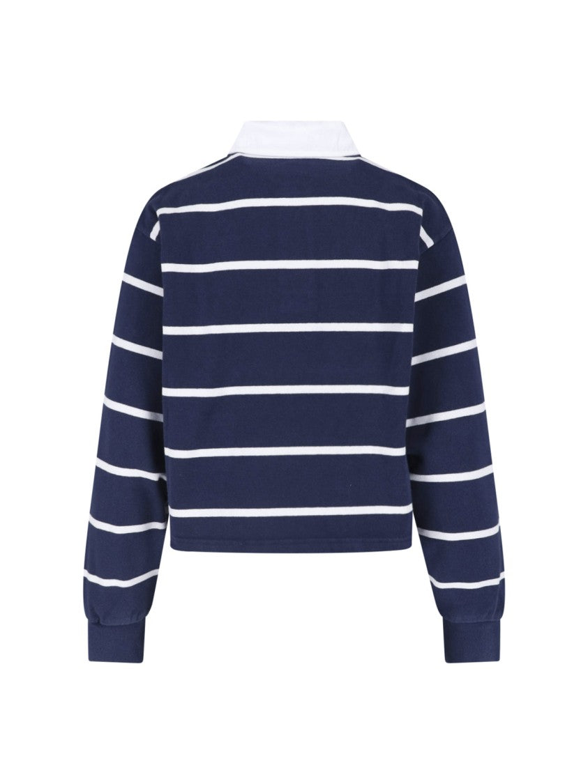 Sporty And Rich Cropped Sweater With Classic White Collar