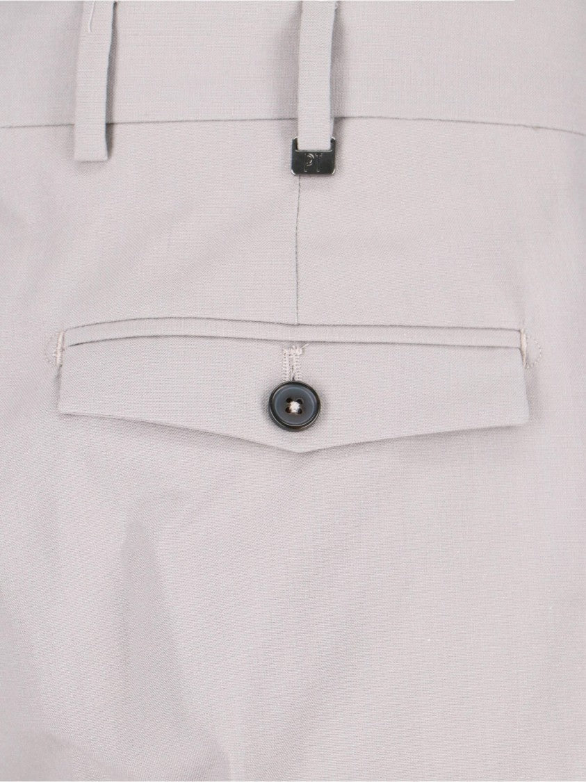Pt Torino Grey Tailored Pleated Virgin Wool Trousers