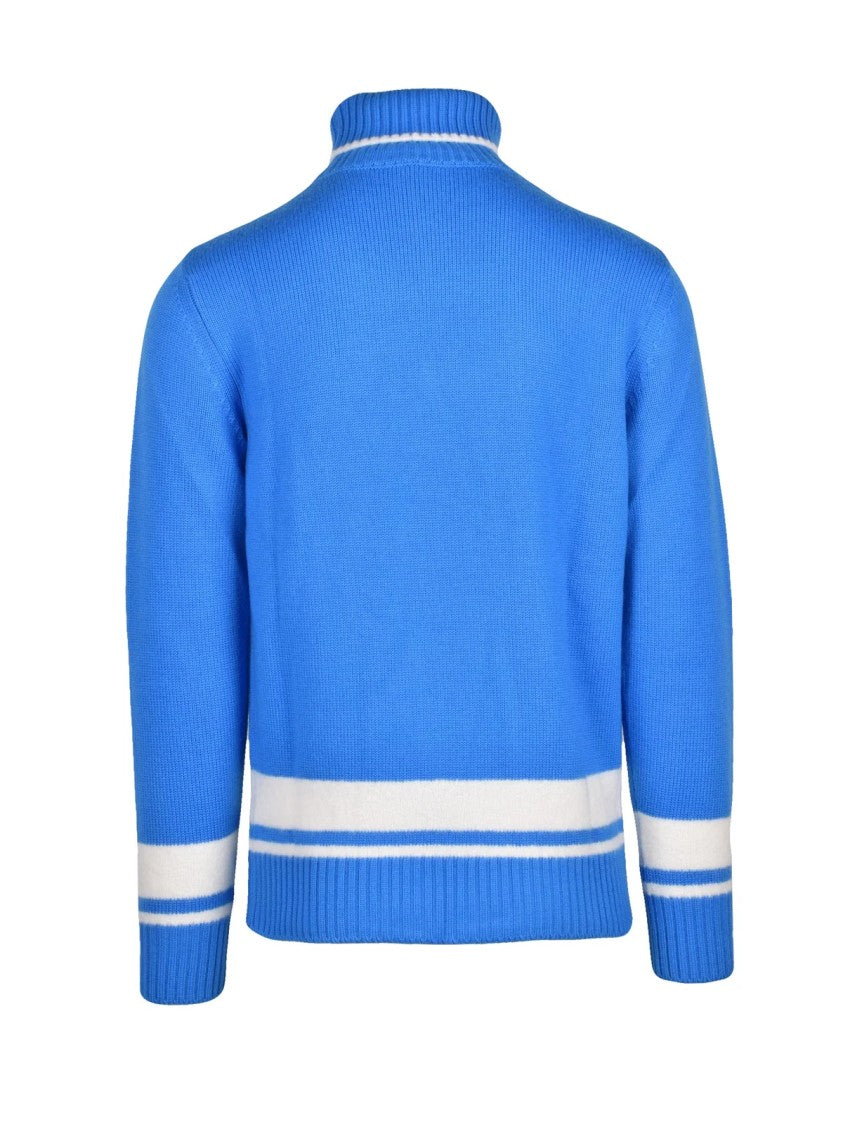 Kangra Light Blue Cyclist Sweater With High Ribbed Turtleneck