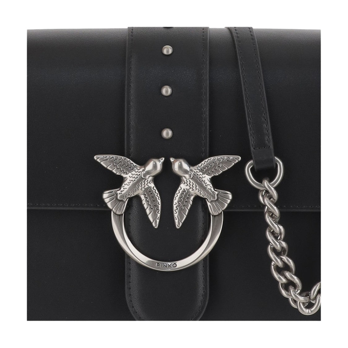Pinko Black Leather Flap Bag