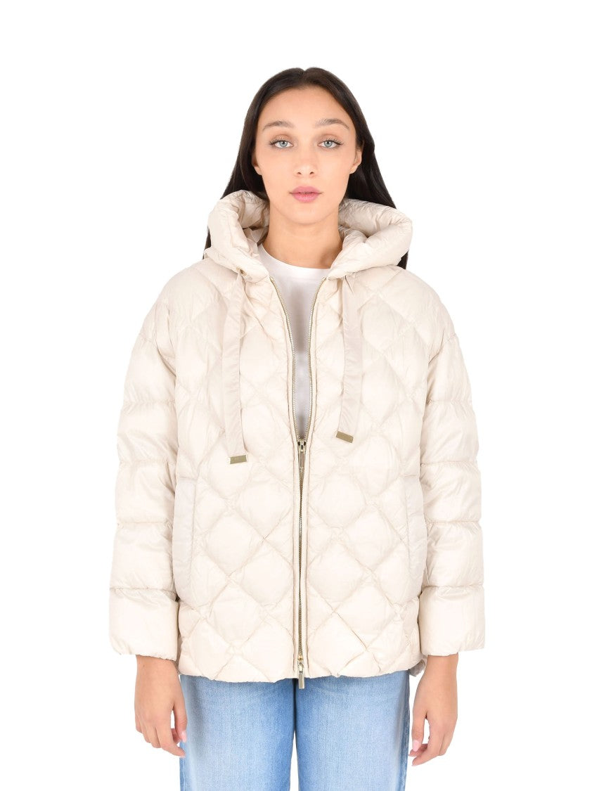 Max Mara Iridescent White Down Jacket With Boxy Silhouette