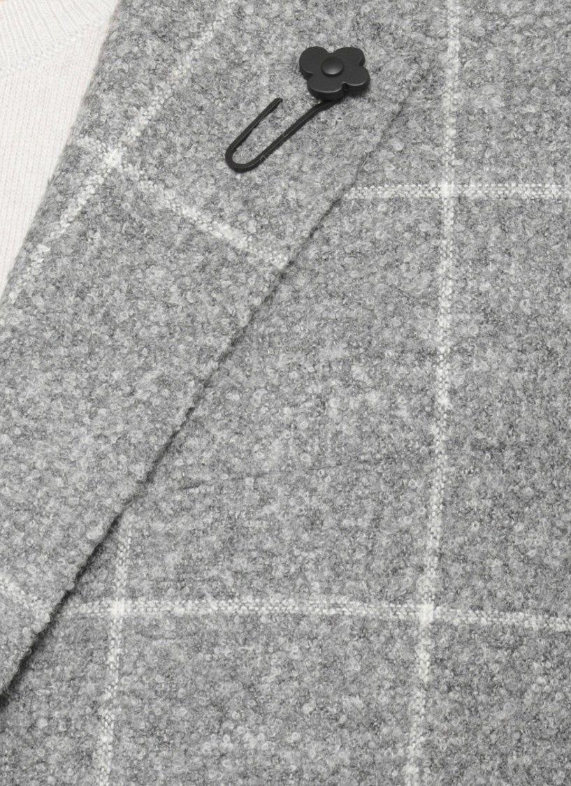Lardini Grey Wool Blend Jacket With Classic Lapel And Iconic Detailing