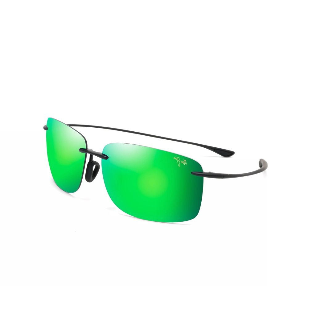 Maui Jim Hema Rimless Rectangular Sunglasses With Green Mirrored Lenses