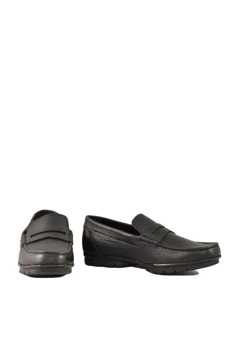 A.Testoni Men's Hammered Leather Loafer - Black