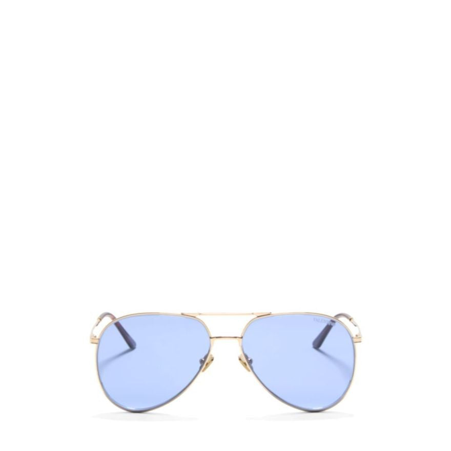 Valentino Vls-172 Gold-Tone Metal Aviator Sunglasses