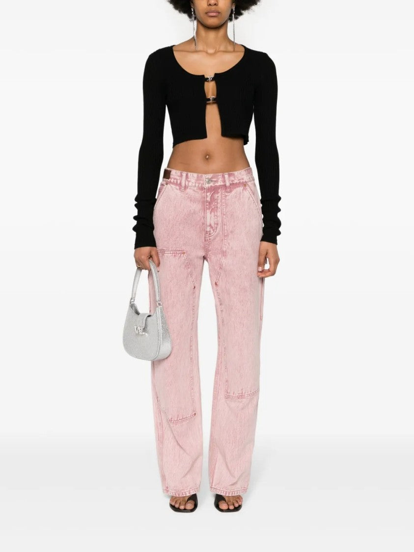 Blumarine Cropped Ribbed Knit Cardigan