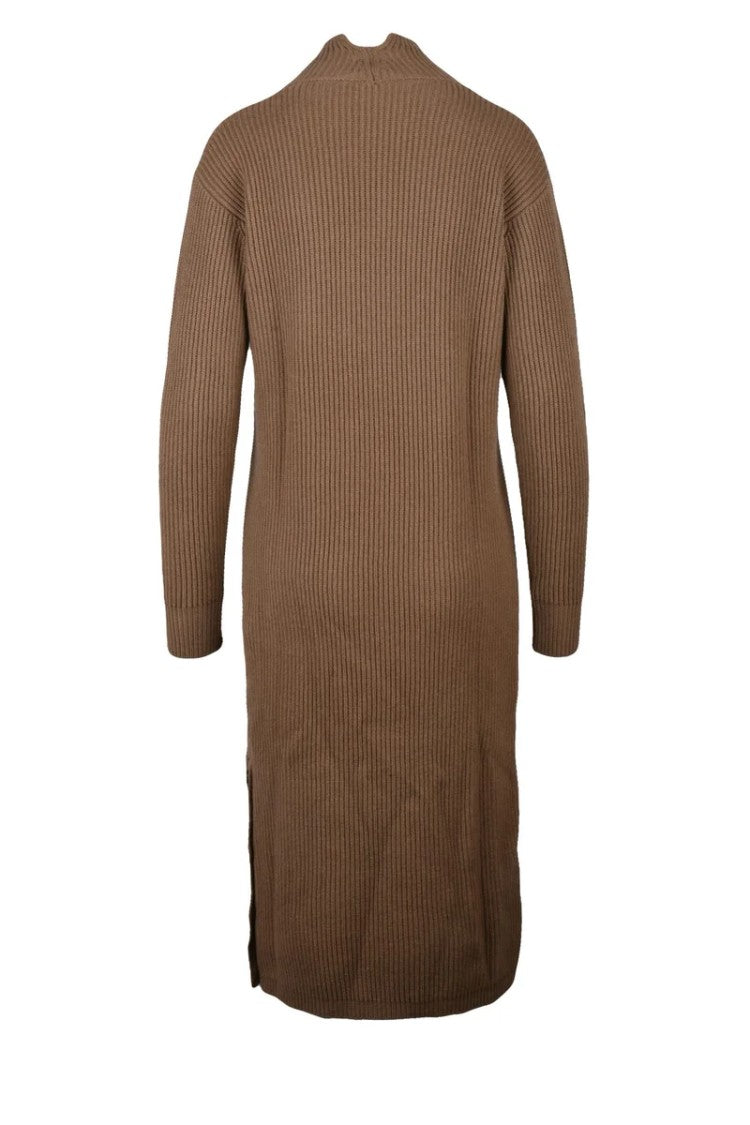 Max Mara Long Dress In Wool And Cashmere - Brown