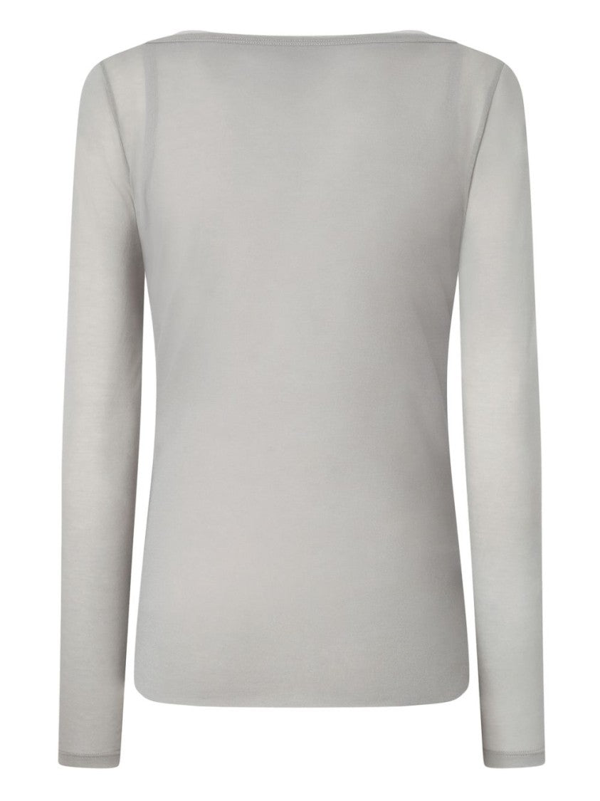 Pinko Relaxed-Fit Gray Sweater With Wide Neckline