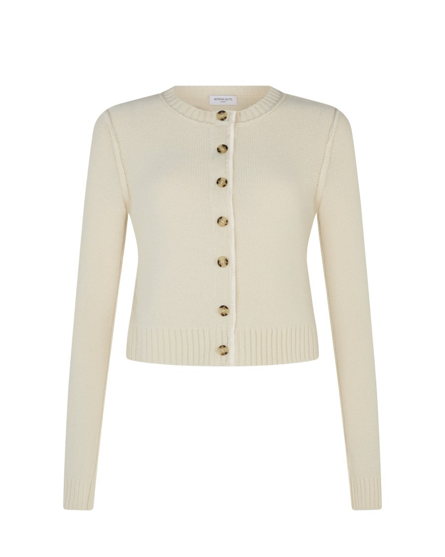 Serena Bute Round Neck Cardigan - Cream