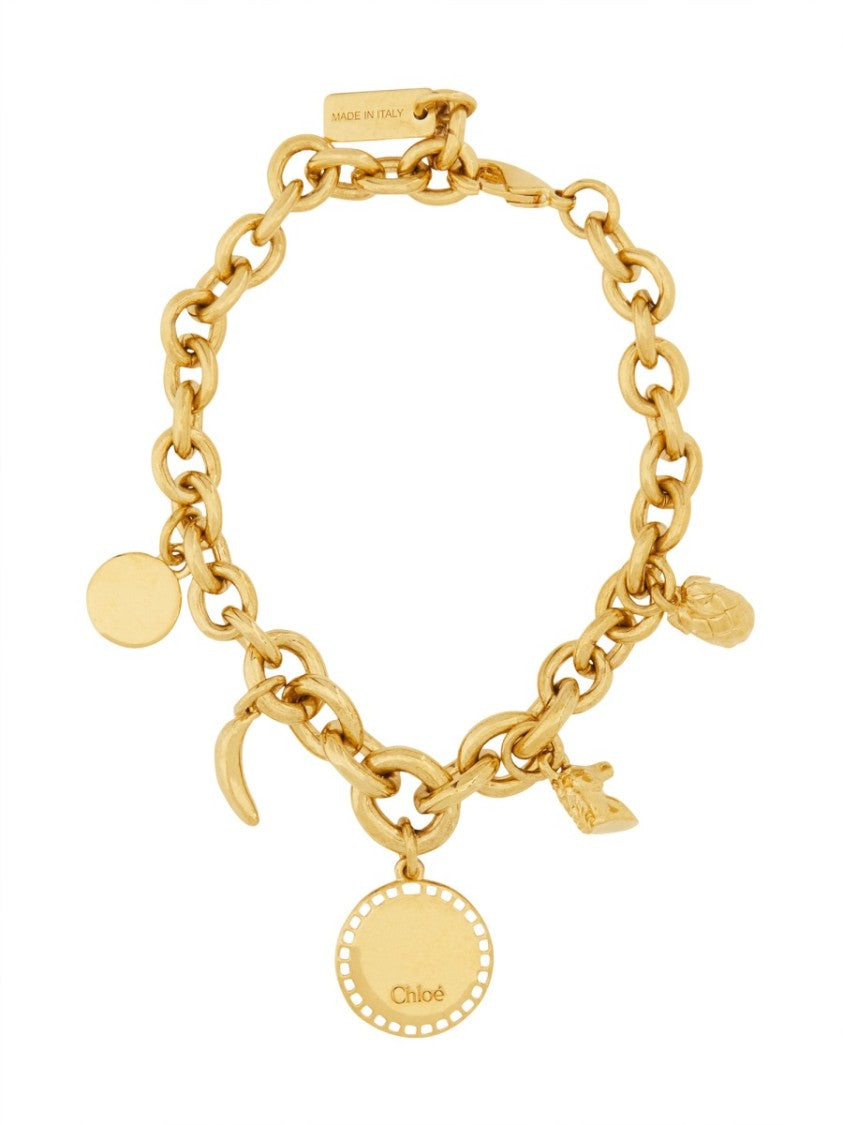 Chloé Gold-Tone Intricate Charms Brass Bracelet