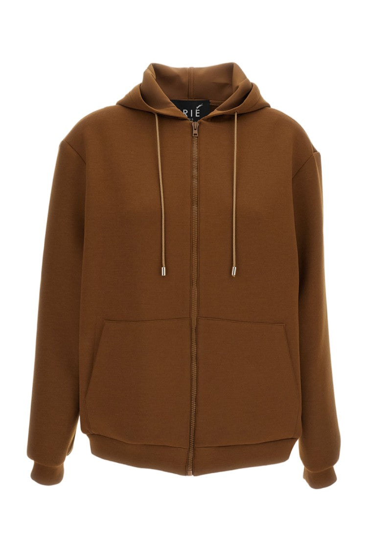 Irie' Brown Zip-Up Relaxed Hoodie