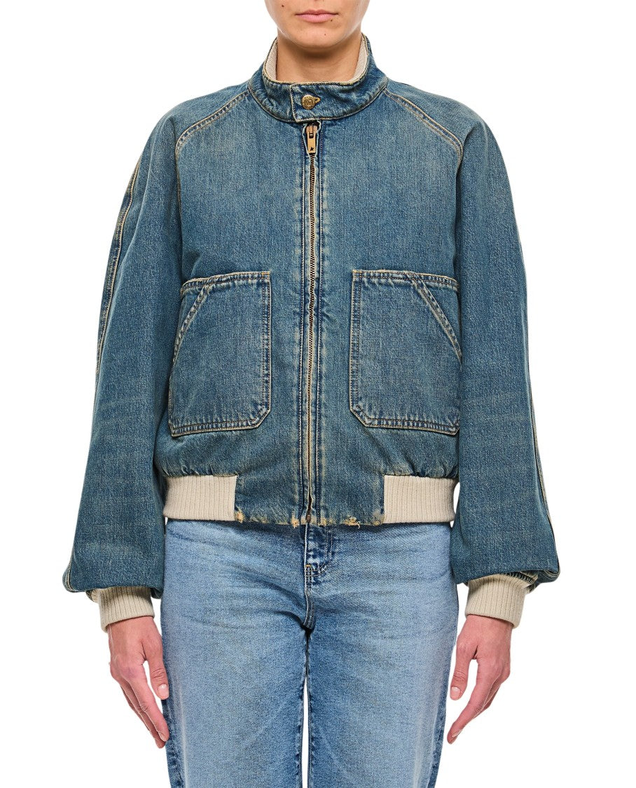 Golden Goose Blue Golden W's Slim Bomber Jacket
