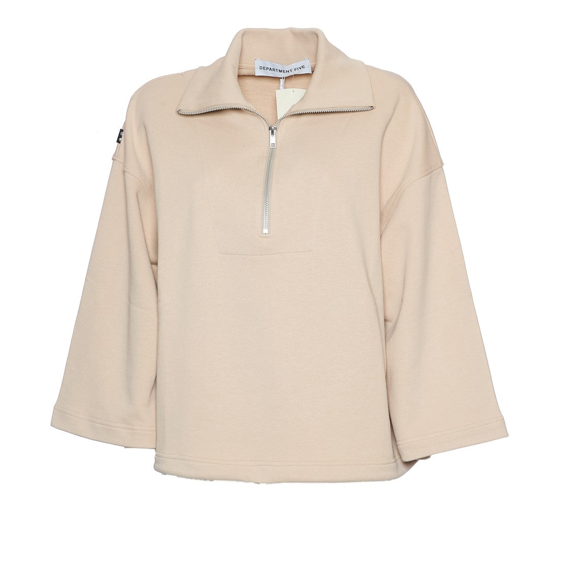 Department Five Boxy Cotton Sweatshirt With High Ribbed Collar