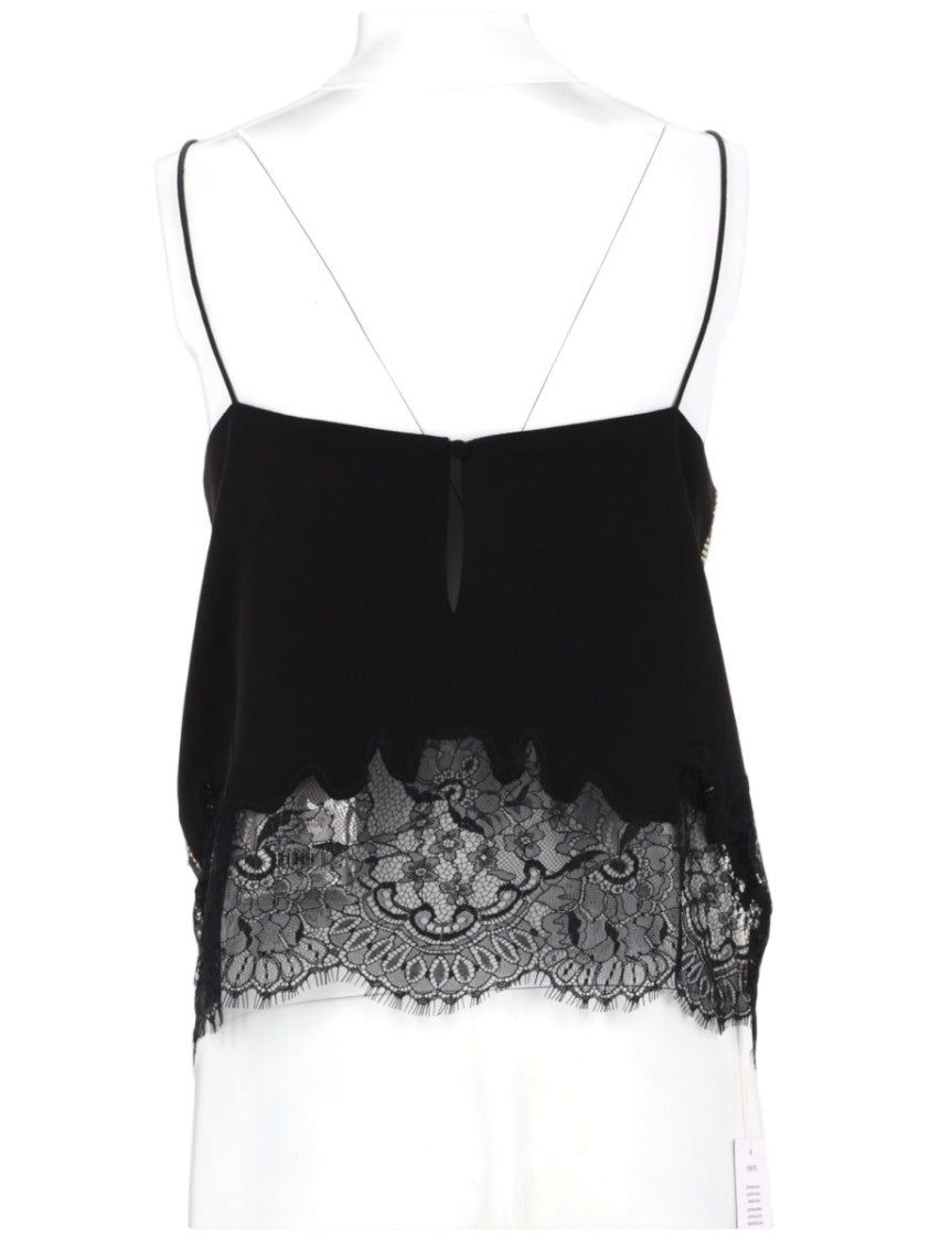 Self-Portrait Gold Lace V-Neck Polyester Sleeveless Tops