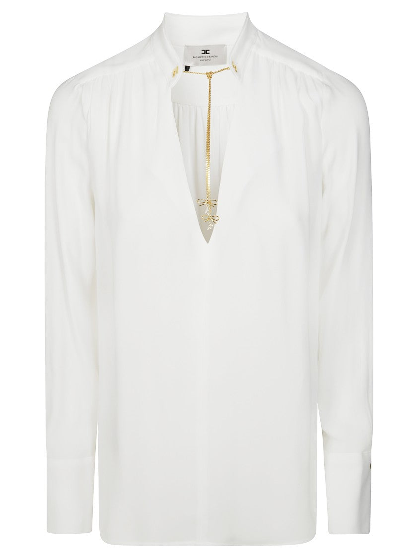 Elisabetta Franchi Flowing Blouse With Gold Chain Accents
