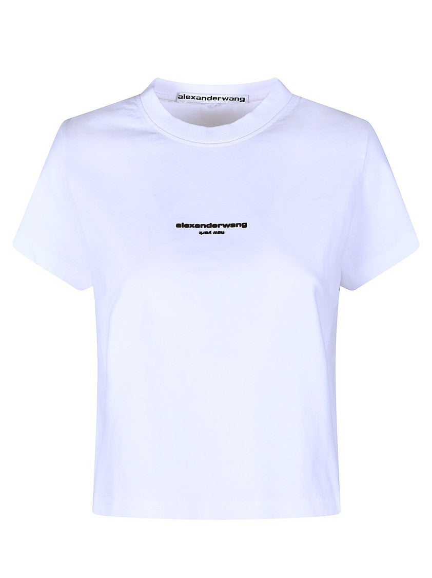 Alexander Wang Logo Print Cropped Cotton T-Shirt