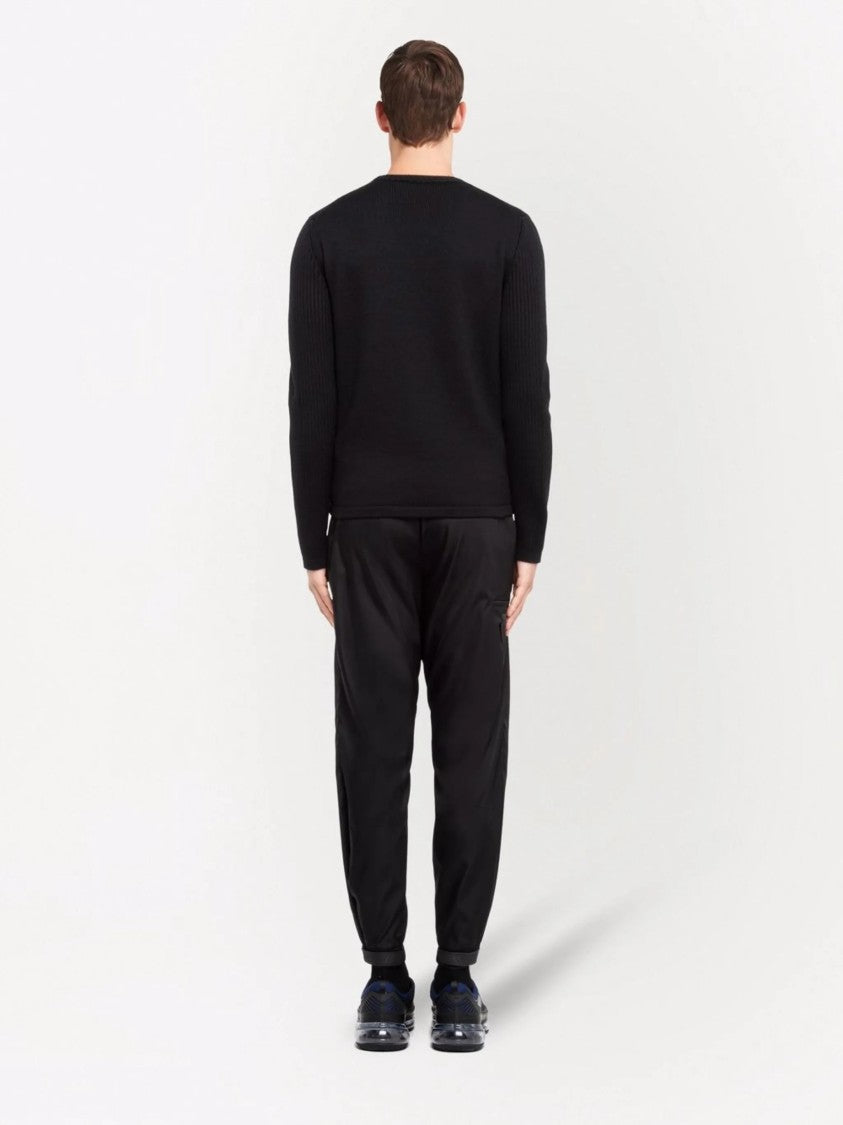 Prada Wool Ribbed Patch Pocket Sweater