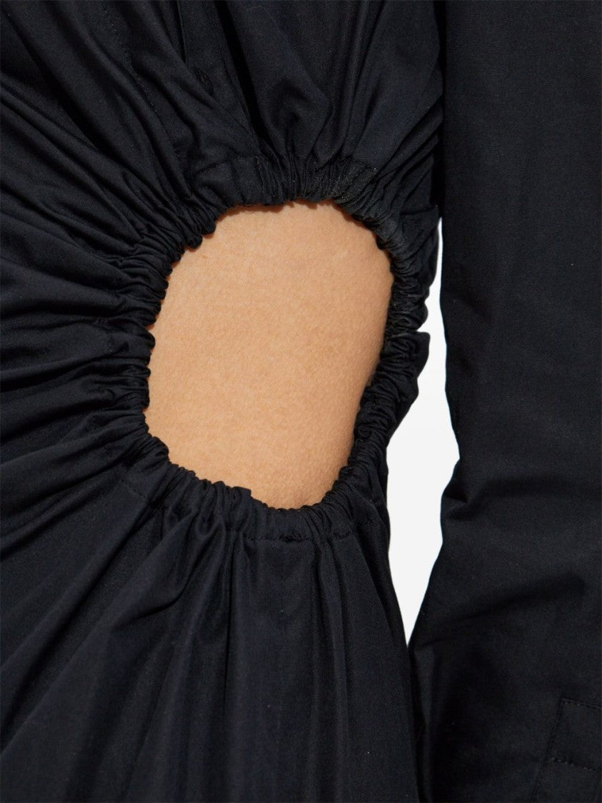 Max Mara Black Cotton Midi Dress With Cut-Out Detail
