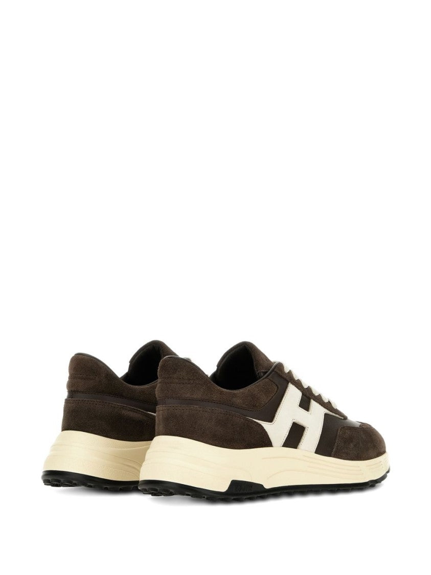 Hogan Coffee Brown Leather Sneakers With Memory Foam Insole