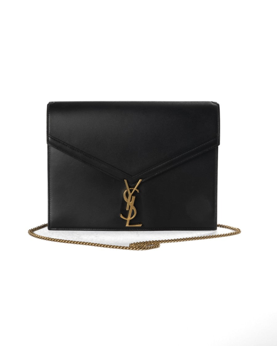 Saint Laurent Medium Box Calf Leather Shoulder Bag With Gold Hardware
