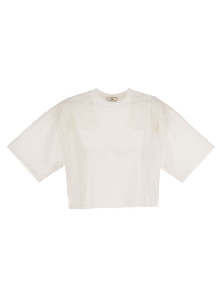 Elisabetta Franchi Boxy Cut Jersey T-Shirt