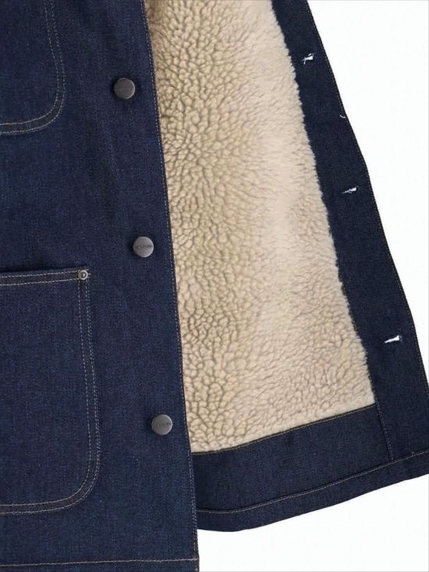 Carhartt Wip Dark Indigo Denim Coat With Classic Collar