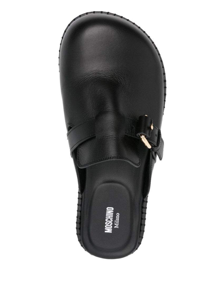 Moschino Smooth-Upper Black Sandals