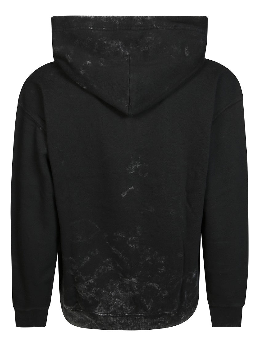Diesel Distressed Black Hoodie With Kangaroo Pocket