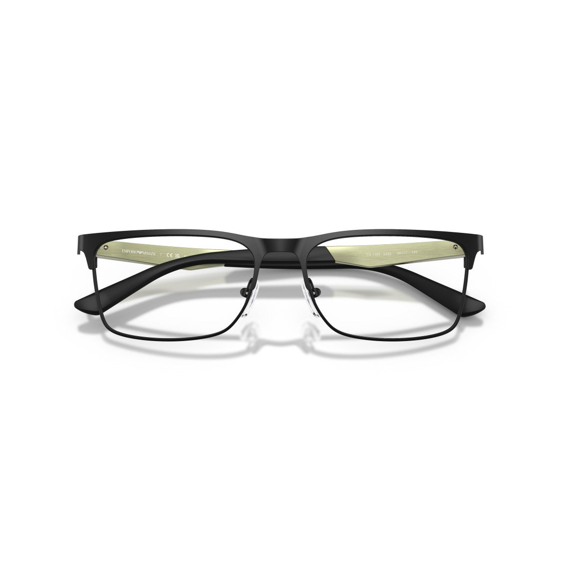 Emporio Armani 0Ea1183 Rectangular Matte Black Eyeglasses With Olive Green Accents