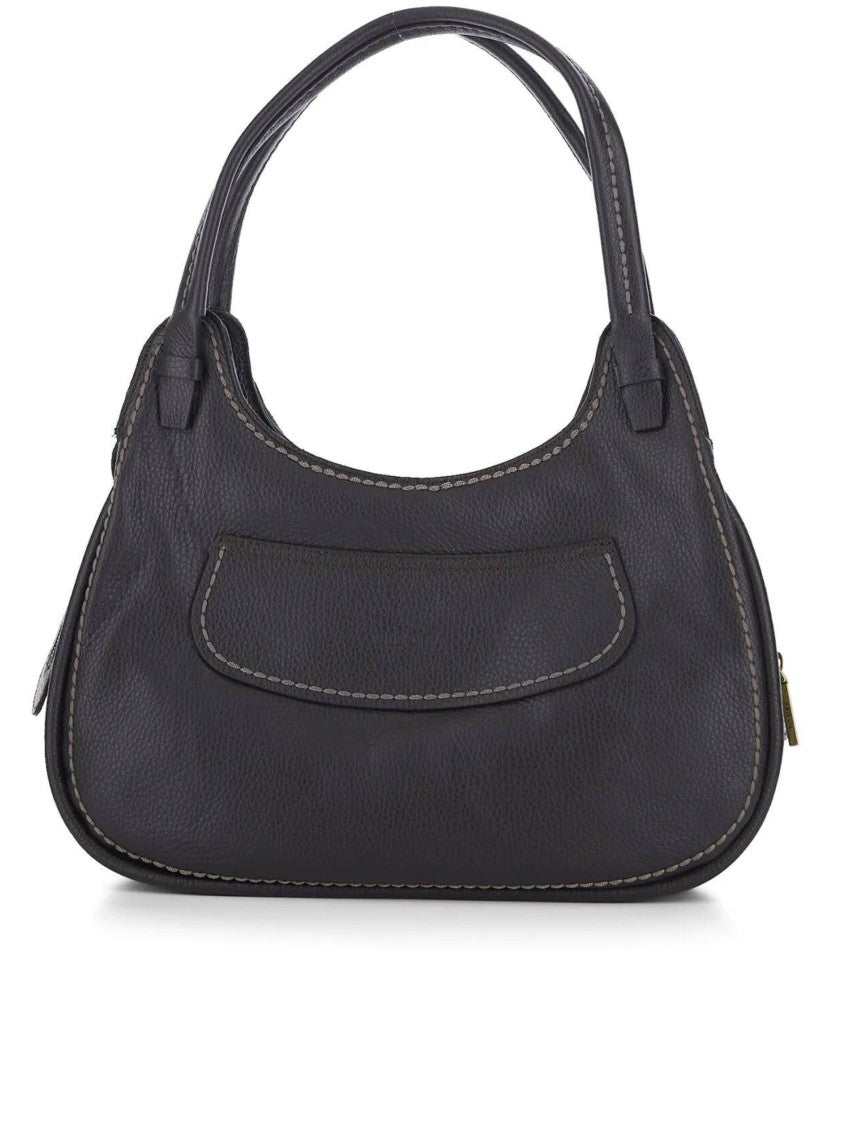 Visona` Medium Crescent Calf Leather Handbag