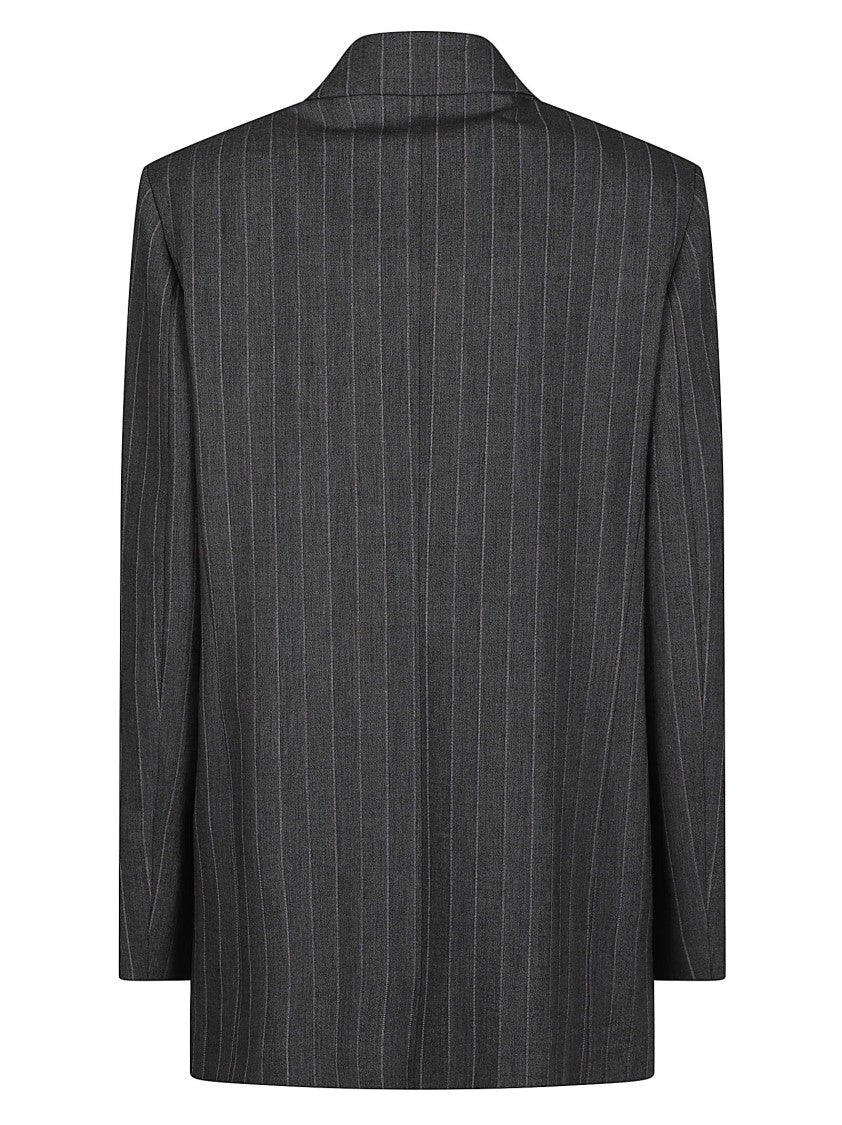 Pinko Grey New Guinea Pinstripe Polyester-Blend Blazer