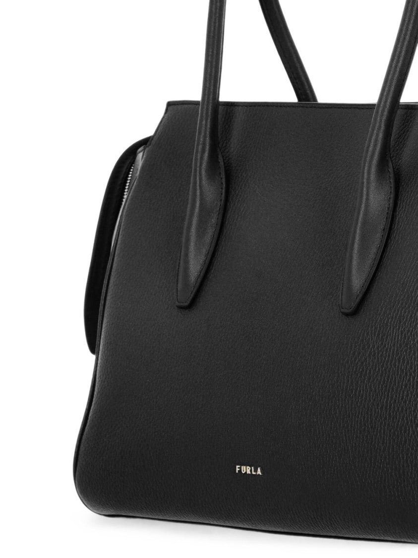 Furla Structured Smooth Leather Handbag With Rounded Handles