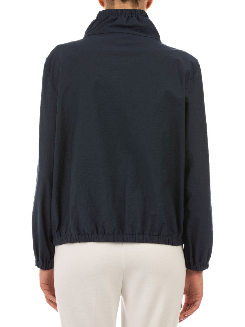 Le Tricot Perugia Blue Cropped Casual Cotton Jacket