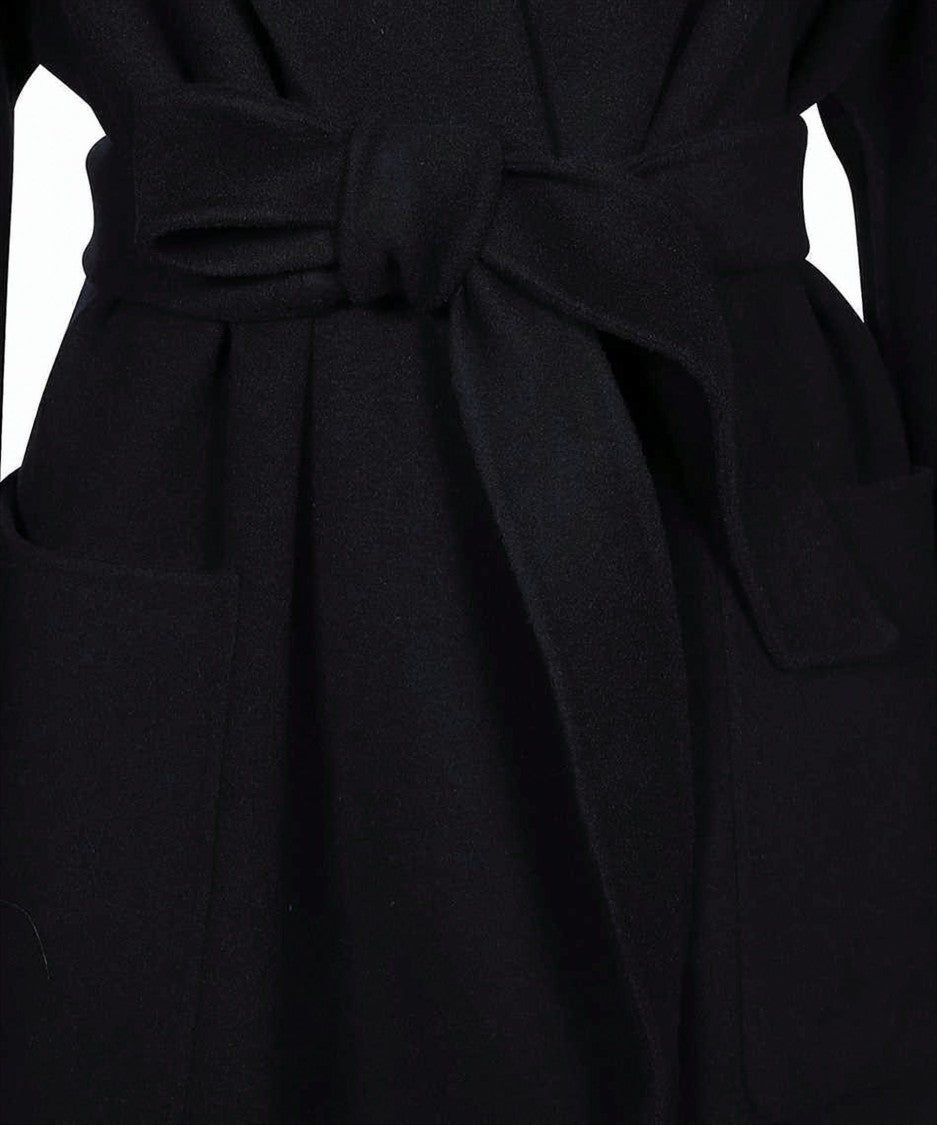 Max Mara Knee-Length Wool Coat With Self-Tie Belt