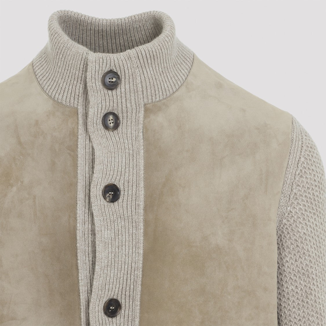 Zegna Beige Cashmere And Suede Casual Jacket