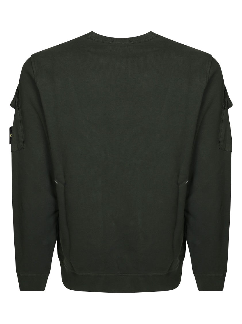 Stone Island Crew Neck Sweatshirt With Sleeve Patch