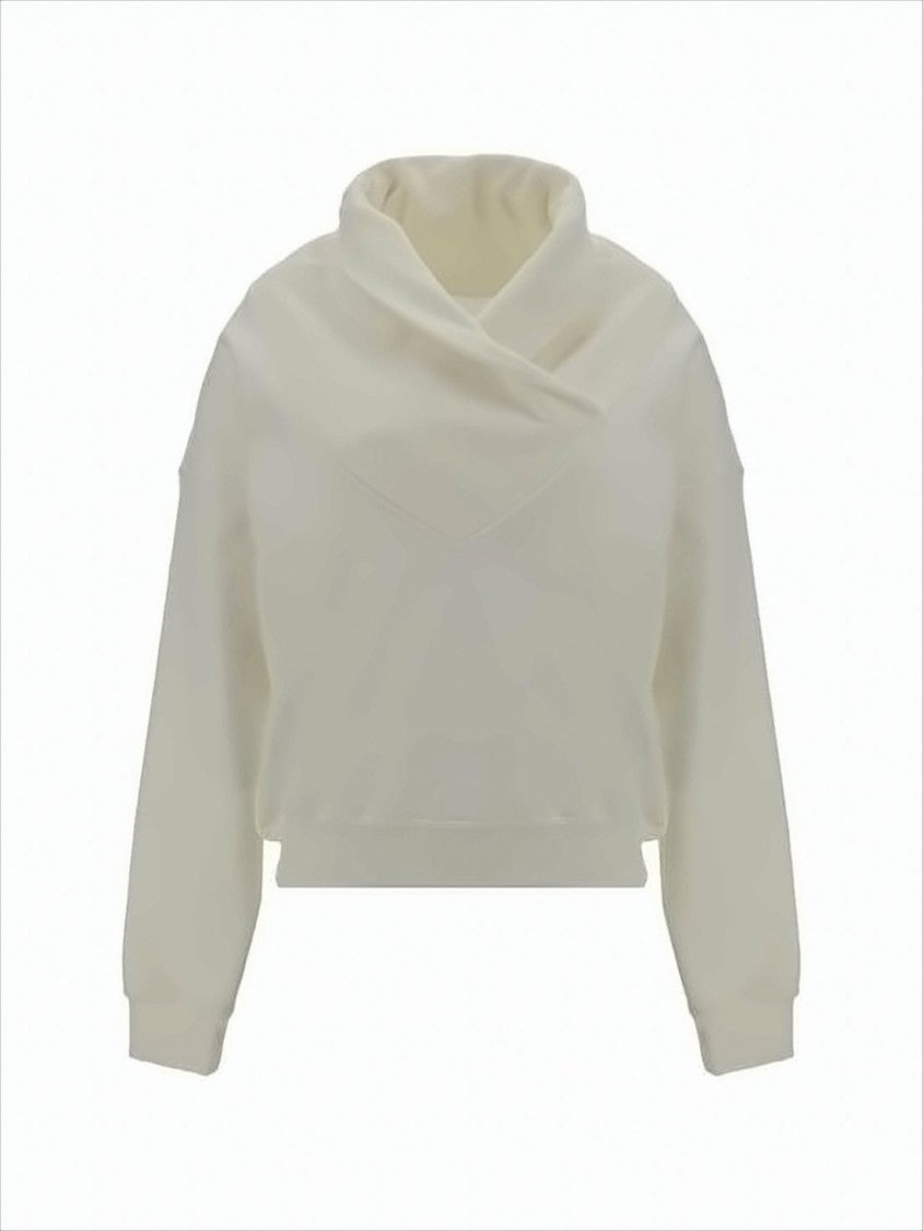 Saint Laurent Cropped Hoodie With Crossover Collar And Ribbed Detailing