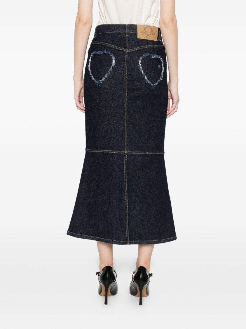 Moschino Blue Panelled Seam Detail Cotton Skirt