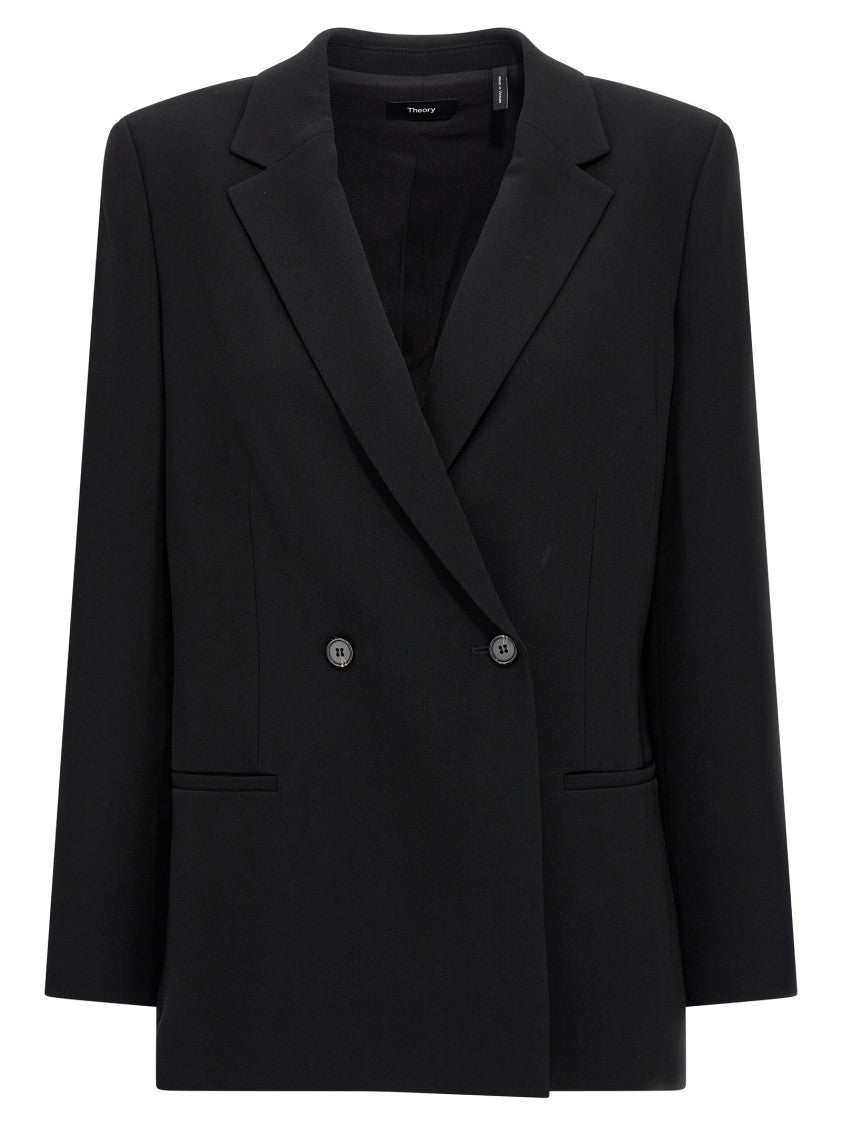 Theory Double-Breasted Blazer With Mirror Lapels